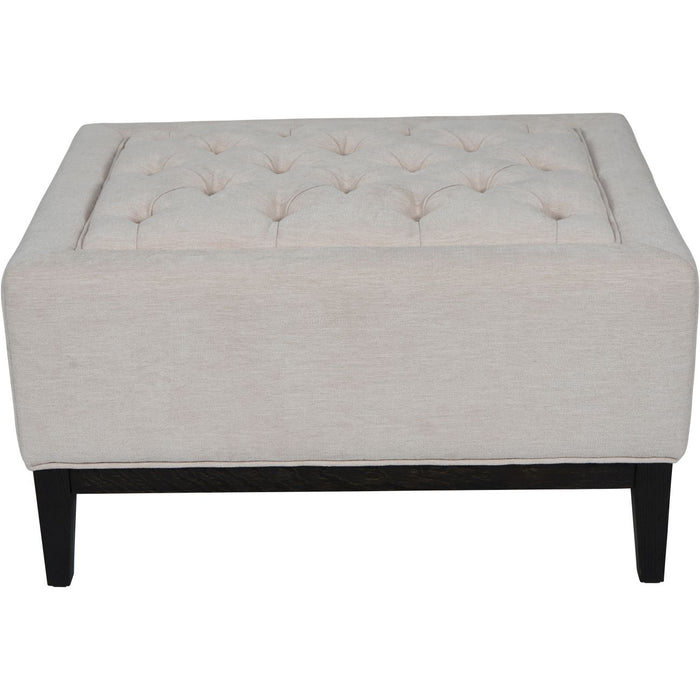 Theodore Buttoned Stool in Ivory Fabric 81x61cm