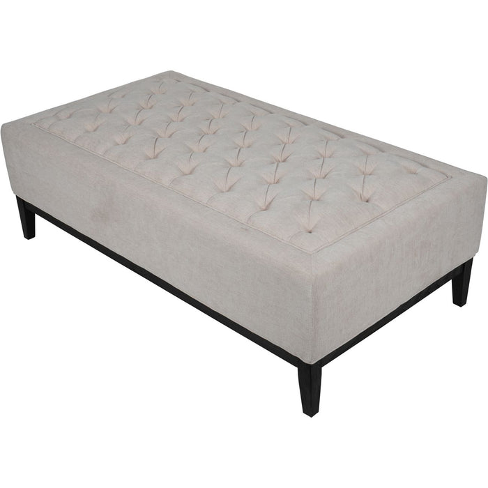 Theodore Buttoned XL Ottoman in Ivory Fabric 140x76cm