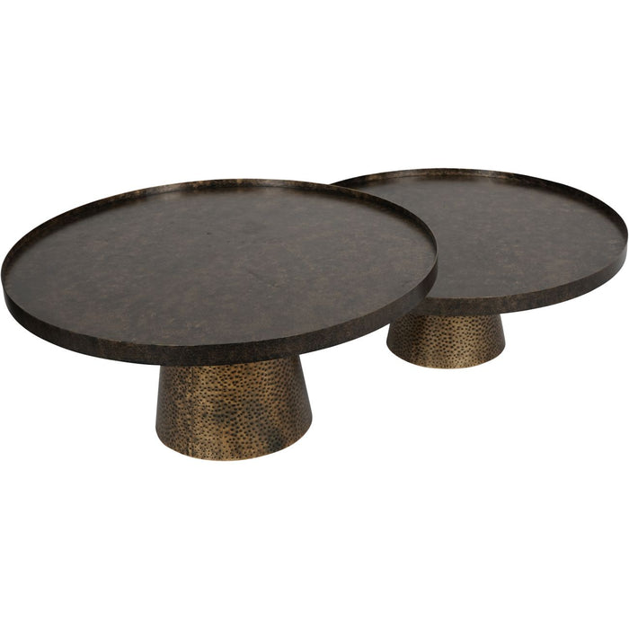 Sandbanks Set of 2 Iron Coffee Tables in Rustic Antique Gold