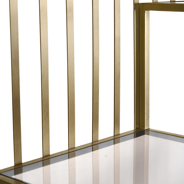 Westley Set of 2 Shelving Units in Dark Gold with Brown Tinted Glass