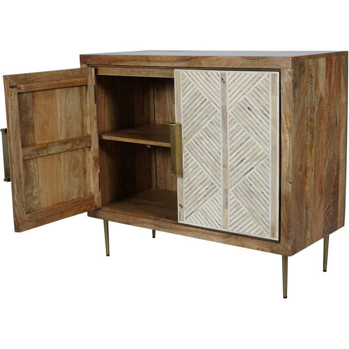 Linden Bone and Mango Wood 2 Door Cabinet