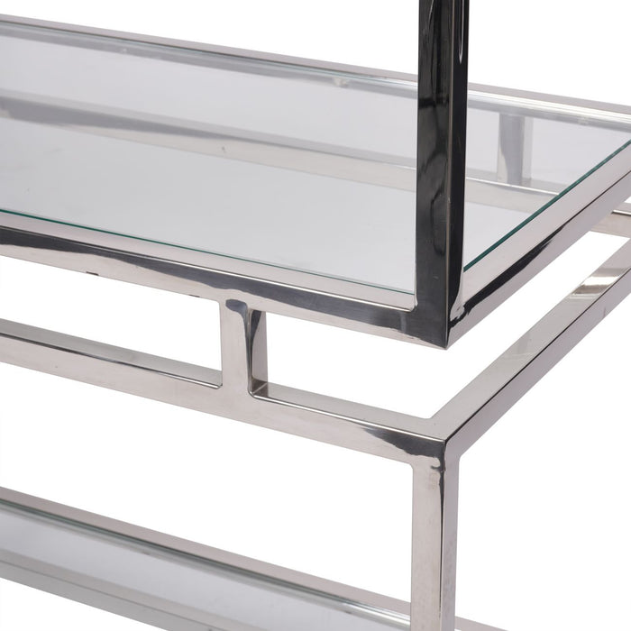 Abington Stainless Steel Frame and Clear Glass Large Display Unit