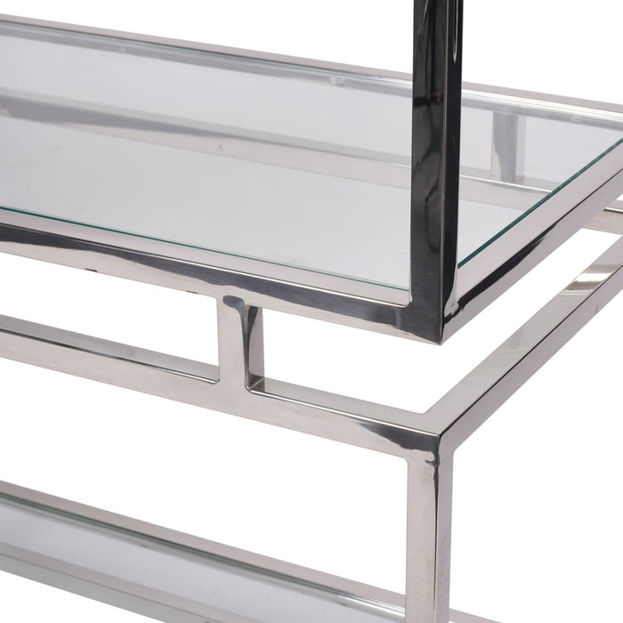 Abington Stainless Steel Frame and Clear Glass Large Display Unit ...