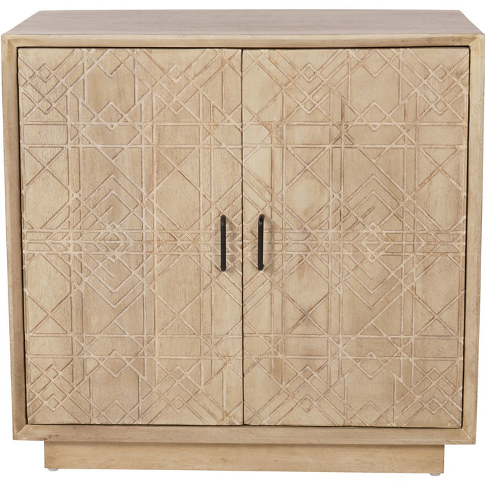 Geometric Carved 2 Door Wooden Cabinet