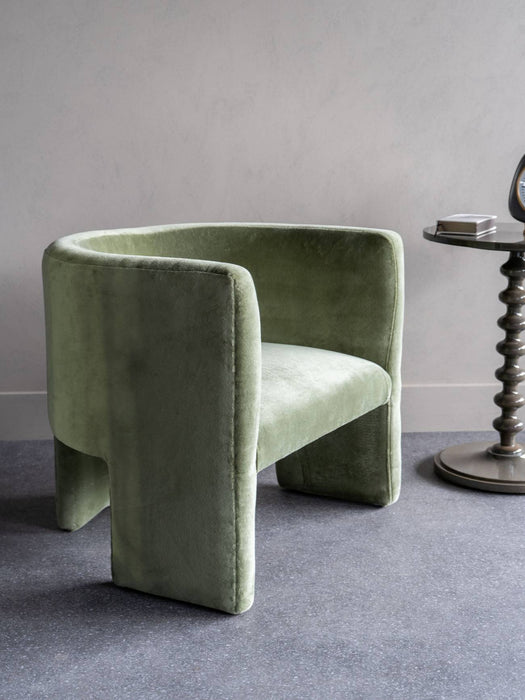 Green Velvet Tri-Leg Chair