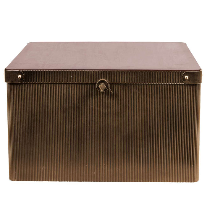 Hunter Corrugated Antique Gold Storage Trunk Coffee Table