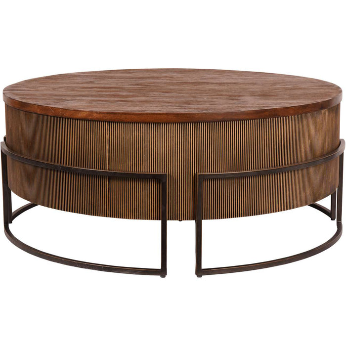 Hunter Corrugated Antique Gold Coffee Accent Table