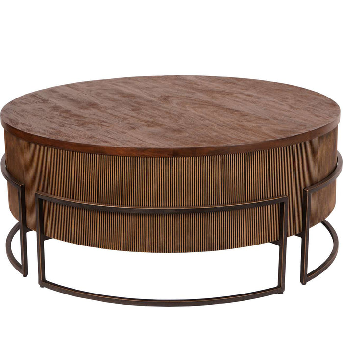 Hunter Corrugated Antique Gold Coffee Accent Table