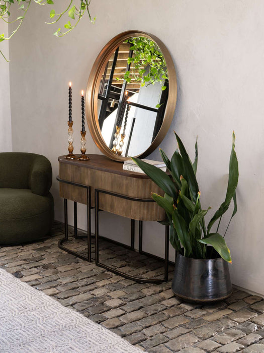 Hunter Corrugated Antique Gold Console Table