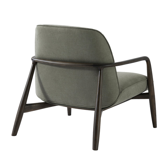 Egerton Occasional Chair With Wooden Arms Green Fabric
