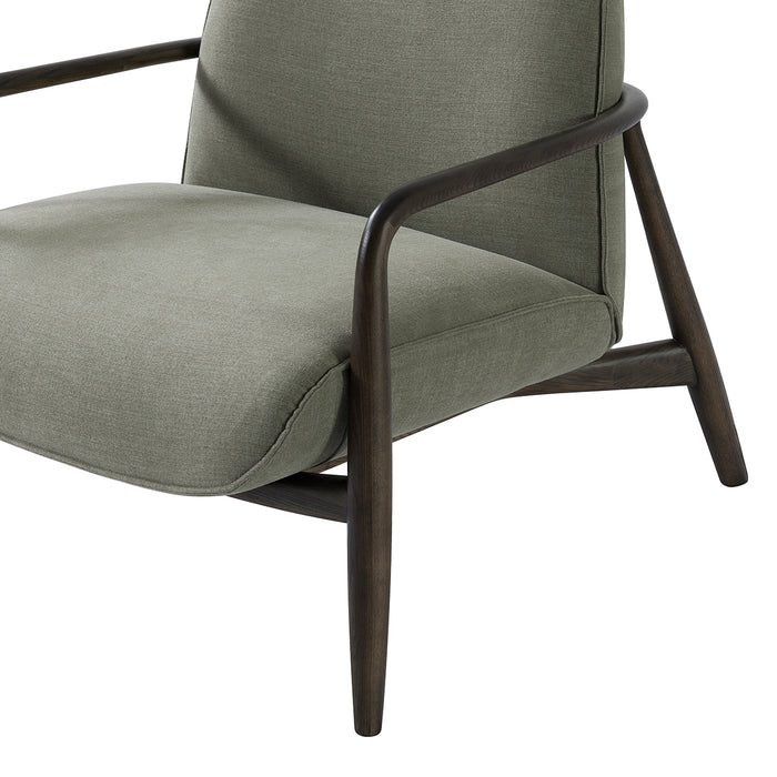 Egerton Occasional Chair With Wooden Arms Green Fabric