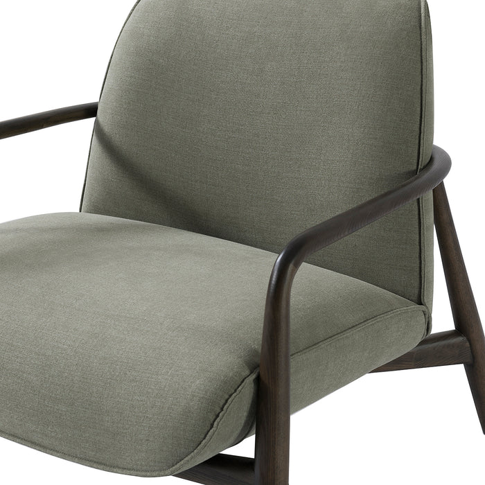 Egerton Occasional Chair With Wooden Arms Green Fabric