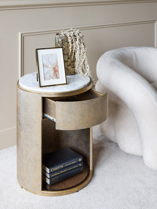 Belvedere Aged Gold Bed Side Table