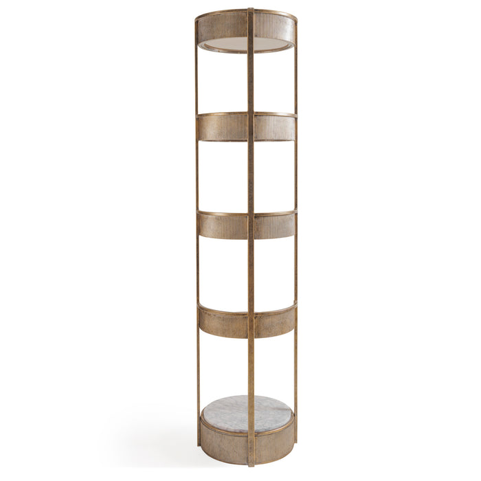 Belvedere Aged Gold Round Shelving Unit