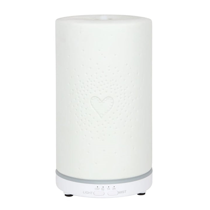 White Ceramic Heart Scatter Electric Aroma Diffuser Air Humidifier