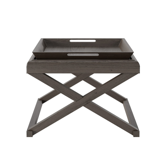Bentley End Table | Grey Aged Oak with 1 Removable Tray