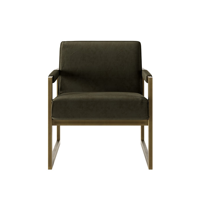 Mickleton Club Chair | Olive Green Velvet with Bronze Frame
