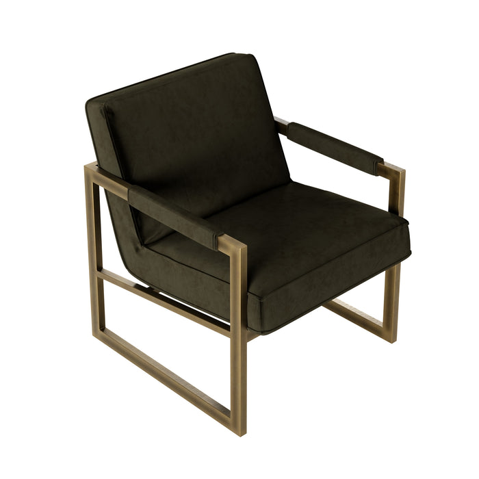 Mickleton Club Chair | Olive Green Velvet with Bronze Frame