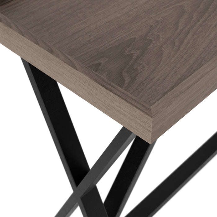 Pershore Console Table | Aged Oak with Crossed Black Metal Legs