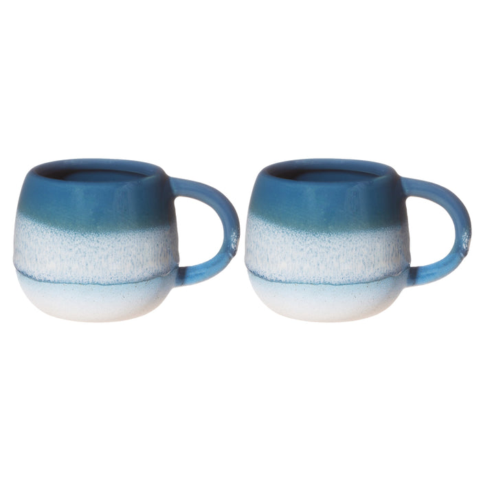 Mojave Glaze Espresso 100% Stoneware Blue Mug - Set Of 2