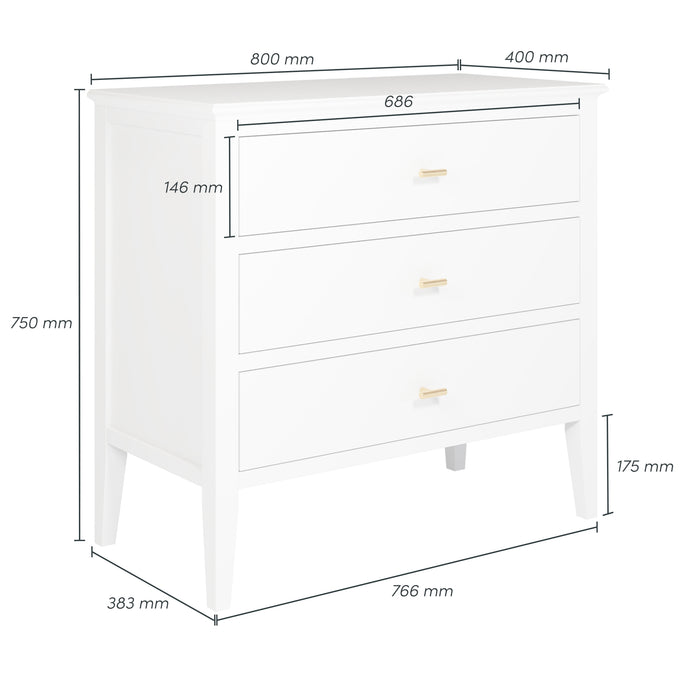 Chilworth Chest of Drawers | White 3 Drawer