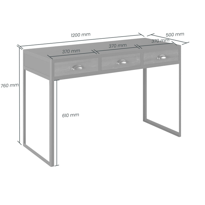 Grafton Desk | Black 3 Drawer
