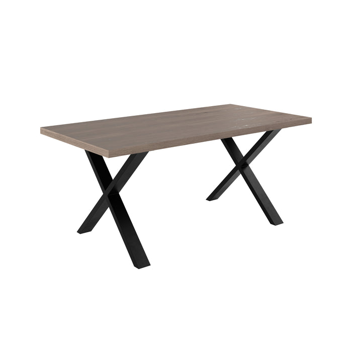 Pershore 180cm Dining Table | Aged Oak with Crossed Black Metal Legs