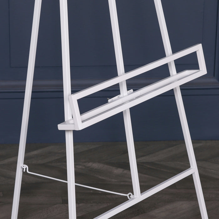 White Metal Easel with Adjustable Shelf 147cm