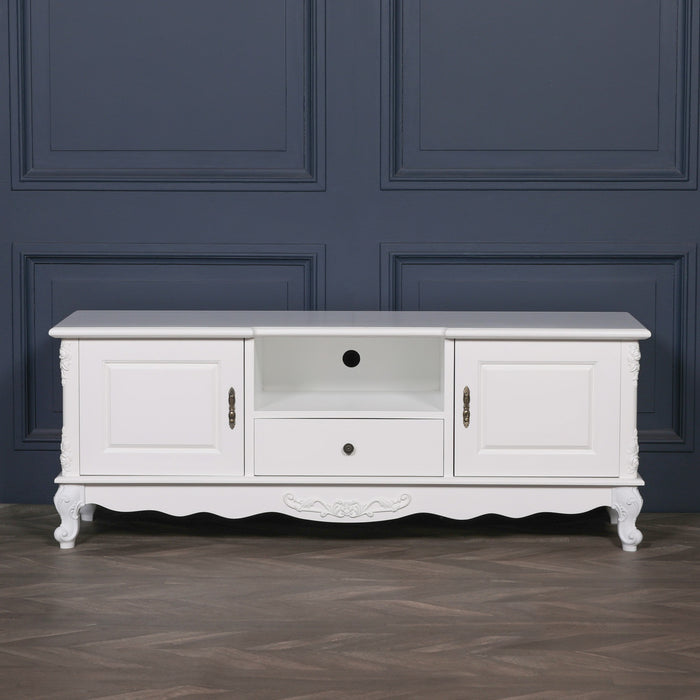 French White Large Cabinet TV Unit 157cm