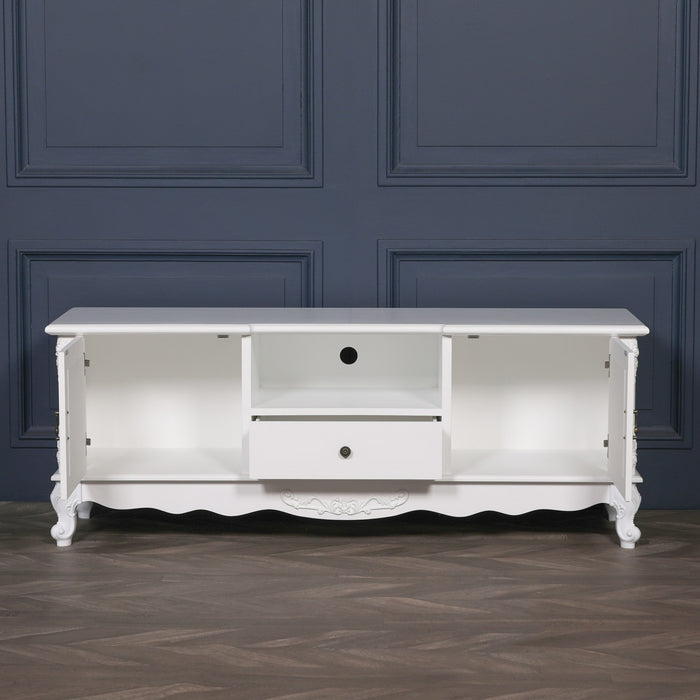 French White Large Cabinet TV Unit 157cm