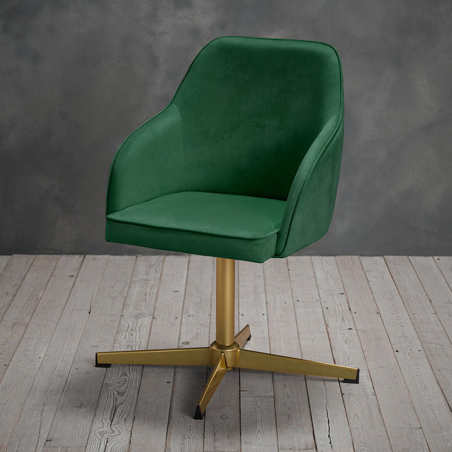 Felix Green Velvet Office Chair with Gold Legs