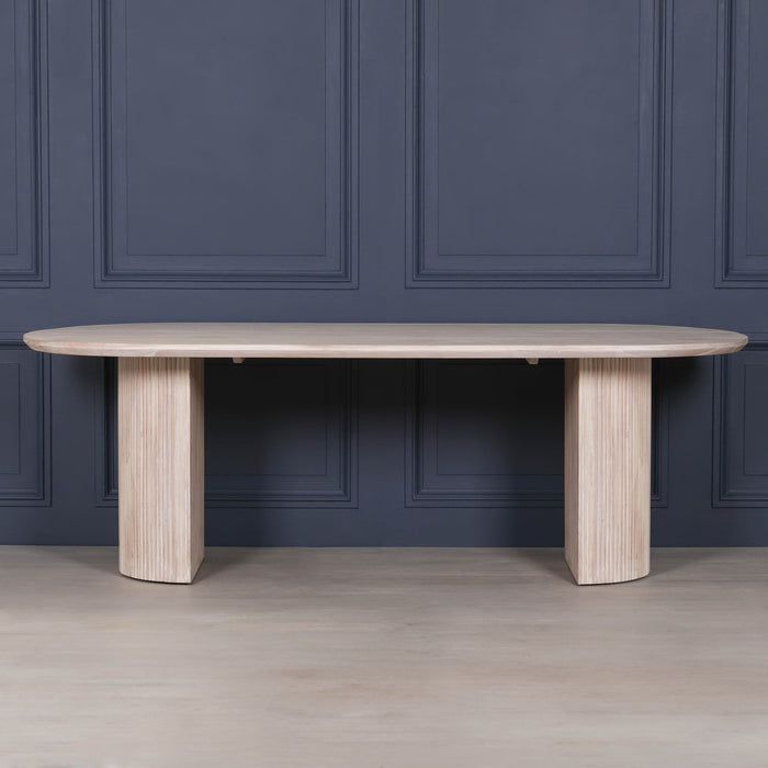 Blanche Acacia Fluted Oval 230cm Dining Table