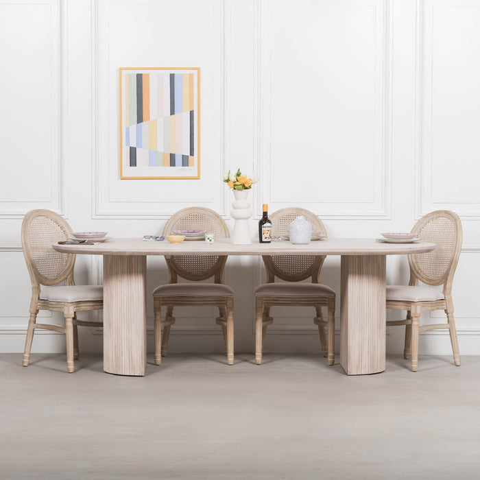 Blanche Acacia Fluted Oval 230cm Dining Table