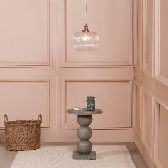 Brushed Brass Fluted Glass Pendant Ceiling Light