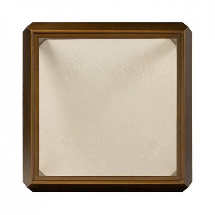 Elmley End Table | Ivory Faux Shagreen Base | Brass and Glass Top