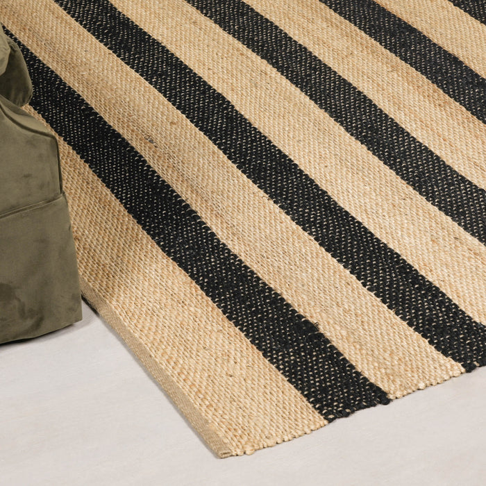Jute Black Stripe Rug 230x160cm