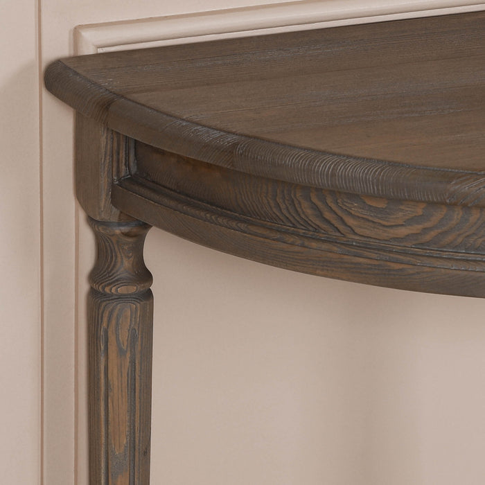 Rustic Pine Wooden Demi Lune Console