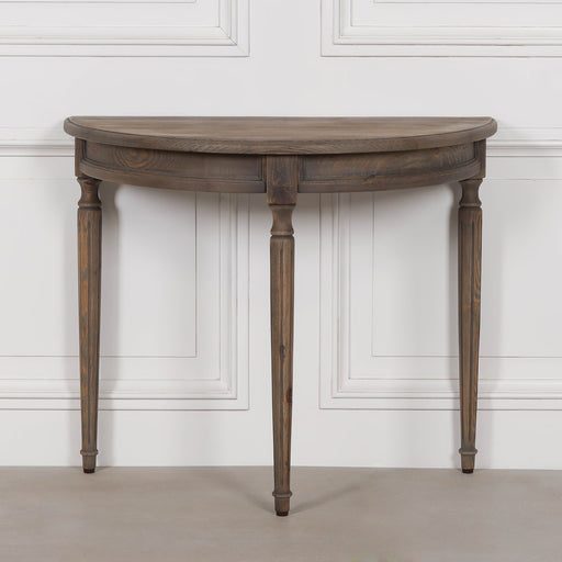 Rustic Pine Wooden Demi Lune Console - Modern Home Interiors