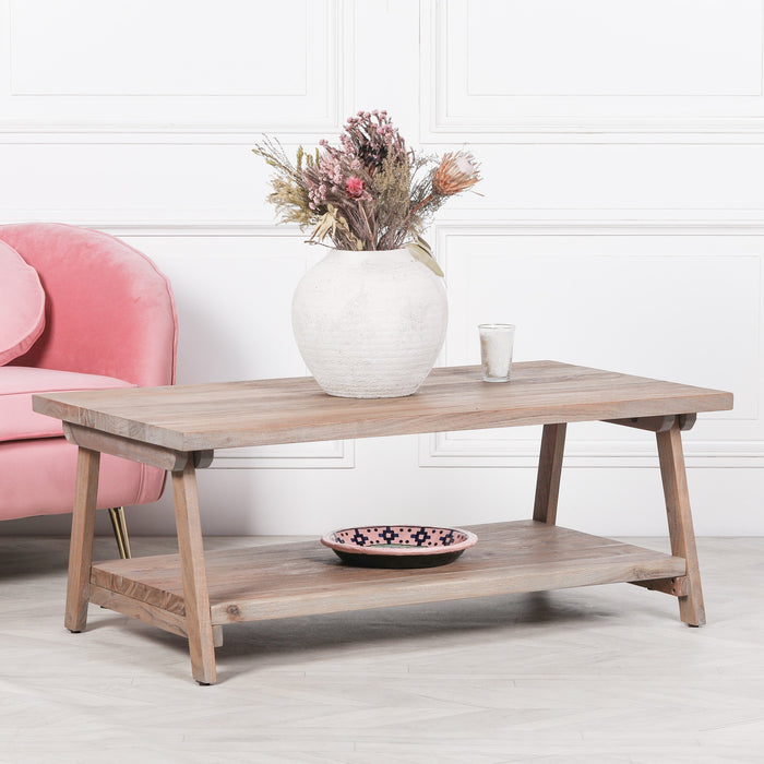 Rustic Acacia Wooden A Frame Coffee Table 120cm