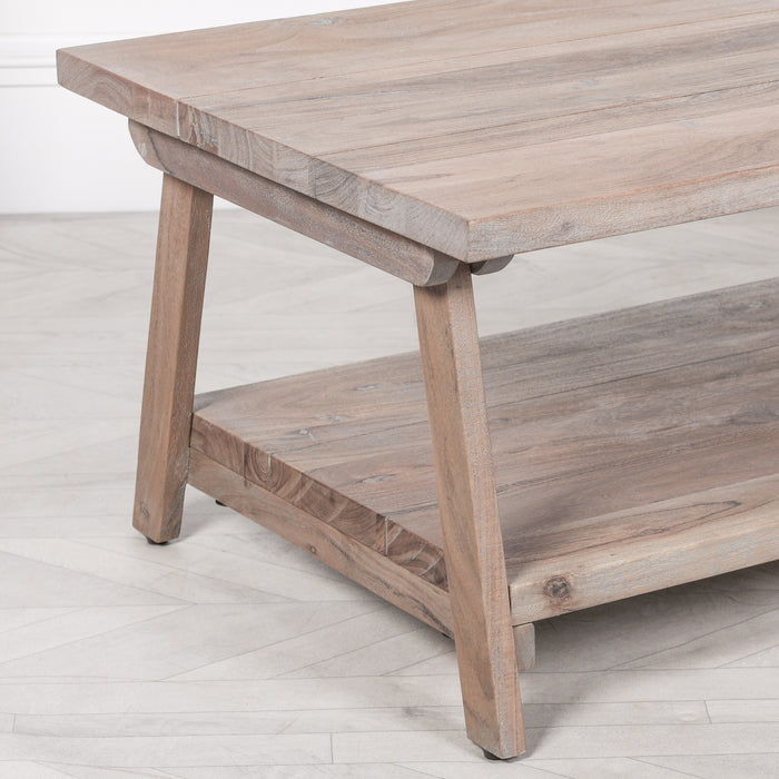 Rustic Acacia Wooden A Frame Coffee Table 120cm