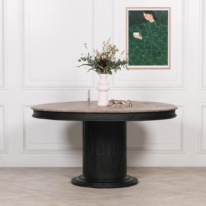Black Wooden Round Column 150cm Dining Table