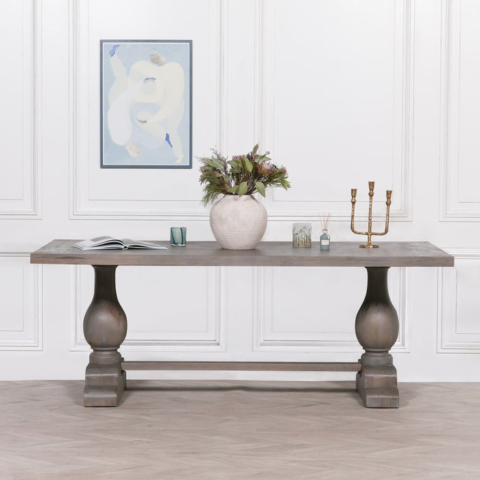 Wooden Rustic Grey Wash Rectangular Dining Table 210cm