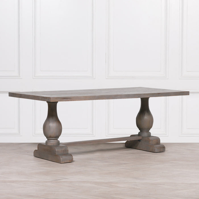 Wooden Rustic Grey Wash Rectangular Dining Table 210cm