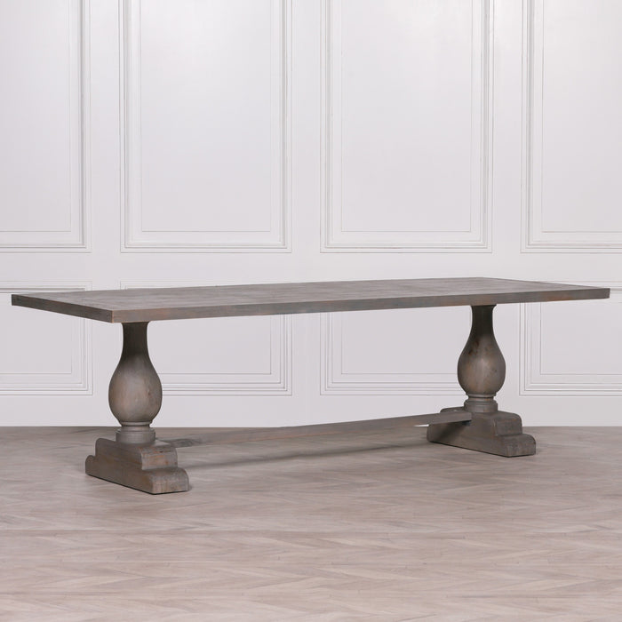 Wooden Rustic Grey Wash Rectangular Dining Table 260cm
