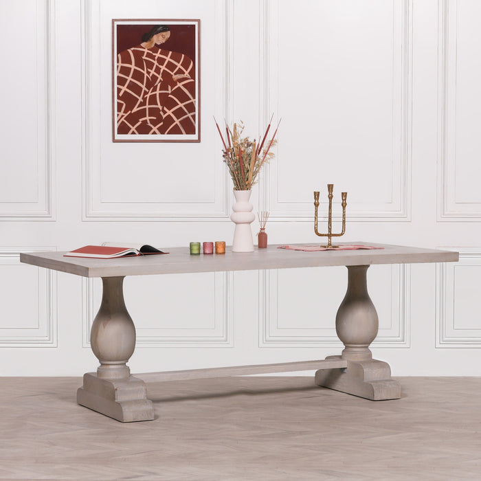 Blanche Wood Rustic Washed Rectangular Dining Table 210cm
