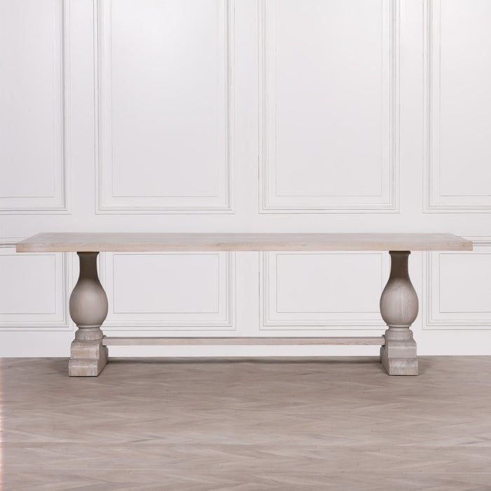 Blanche Wood Rustic Washed Rectangular Dining Table 260cm