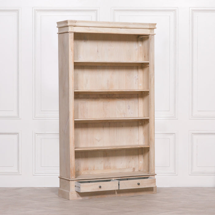 Blanche Wooden Rustic Single Open Bookcase with Drawers