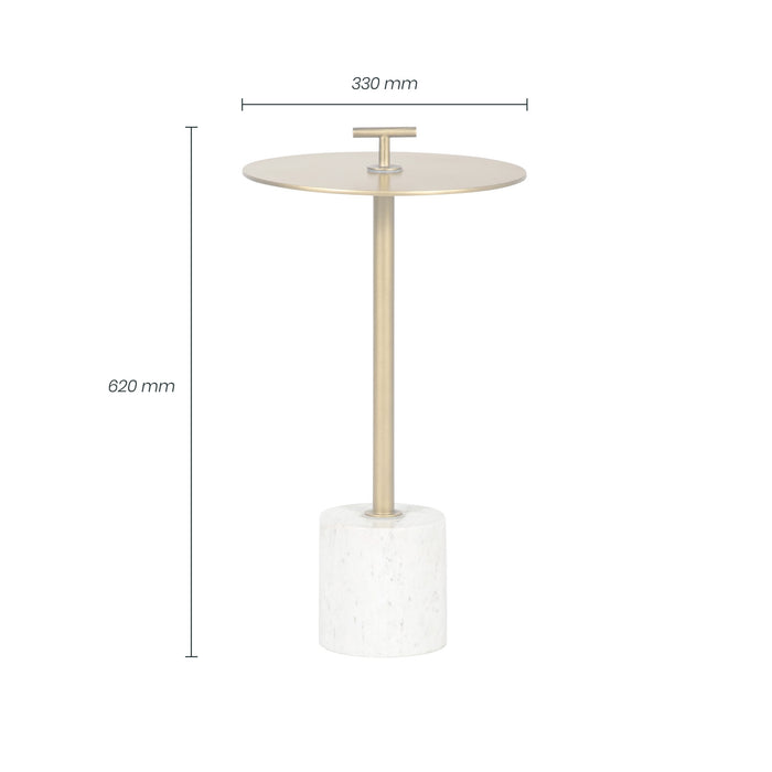 Kinnersley End Table | White Marble and Brass