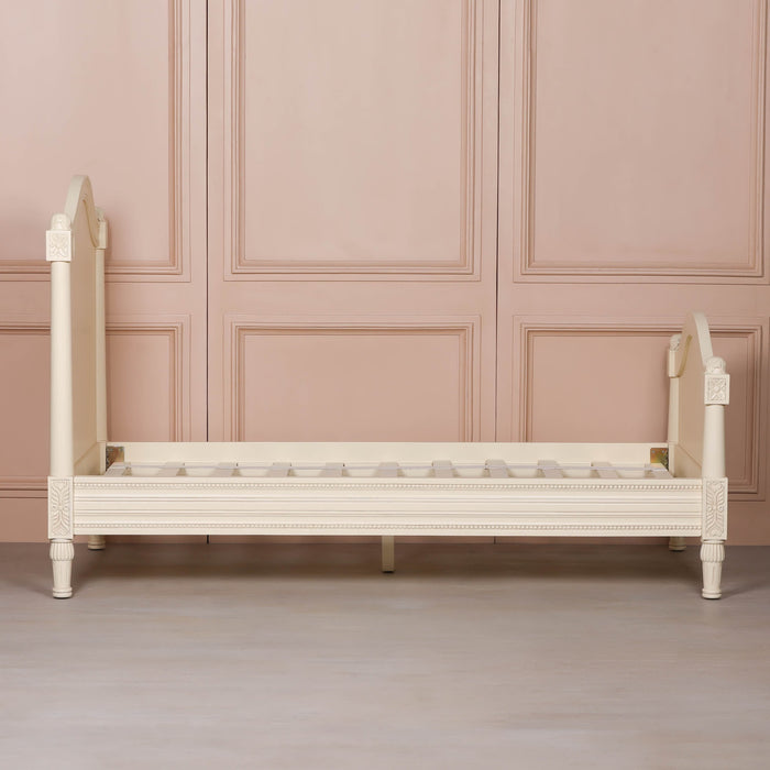Aged Mahogany Wood Ivory Single Bed Frame - Modern Home Interiors
