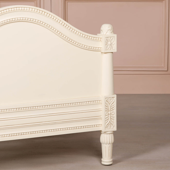 Aged Mahogany Wood Ivory Single Bed Frame - Modern Home Interiors